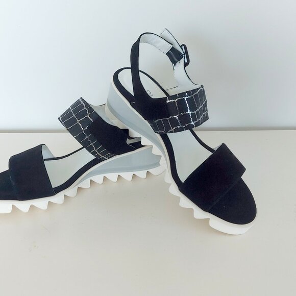 Di Chenzo Black Leather Lined Wedge Sandal - Size 38.5 (US 8.5) NWOT - Picture 13 of 14